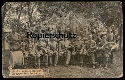 ALTE POSTKARTE MUSIK LANDSTURM-BATAILLON BAMBERG OBERELSASS Alsace military music Kapelle uniform soldat soldats soldier
