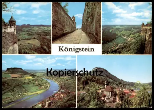 ÄLTERE POSTKARTE KÖNIGSTEIN SÄCHSISCHE SCHWEIZ BLICK INS BIELATAL LILIENSTEIN FESTUNGSAUFGANG FESTUNG AK cpa postcard