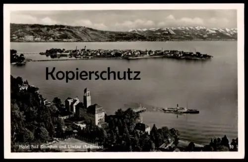 ALTE POSTKARTE HOTEL BAD SCHACHEN UND LINDAU 1939 BODENSEE Dampfer steam ship bateau cpa postcard AK Ansichtskarte