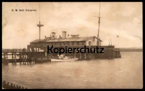 ALTE POSTKARTE S.M. HULK KRONPRINZ BRIEFSTEMPEL KAISERLICHE MARINE Kriegsschiff battle ship bateau warship postcard cpa