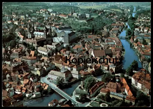 POSTKARTE BAMBERG LUFTBILD BLICK AUF REGNITZ Altes Rathaus Kaiserdom Kloster Michaelsberg cpa postcard AK Ansichtskarte