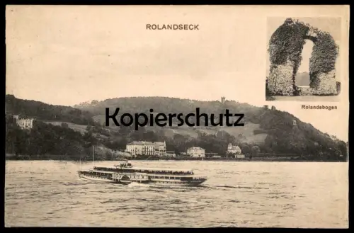 ALTE POSTKARTE ROLANDSECK RHEIN ROLANDSOGEN DAMPFER bateau à vapeur steamship Schiff AK Ansichtskarte cpa postcard