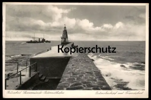 ALTE POSTKARTE SWINEMÜNDE OSTERNOTHAFEN OSTMOLENKOPF MIT TORPEDOBOOT Kriegsschiff Swinoujscie Pommern polska warship