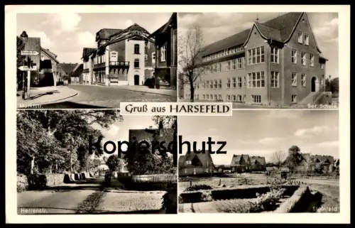 ALTE POSTKARTE GRUSS AUS HARSEFELD BERUFSSCHULE STEINFELD HERRENSTRASSE Schild Stade Helmste Revenahe Griemshorst AK cpa