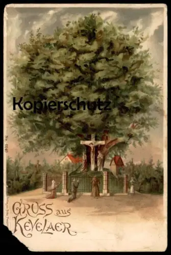 ALTE LITHO POSTKARTE GRUSS AUS KEVELAER 1902 KREUZ JESU Christus Jesus Baum tree arbre AK Ansichtskarte cpa postcard