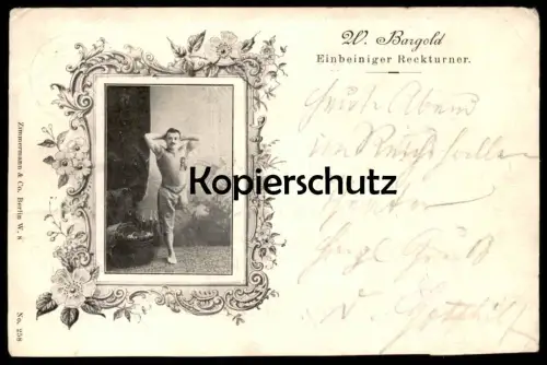 ALTE POSTKARTE TURNER H. BARGOLD EINBEINIGER RECKTURNER REICHSHALLENTHEATER ERFURT 1899 Behinderung handicap postcard