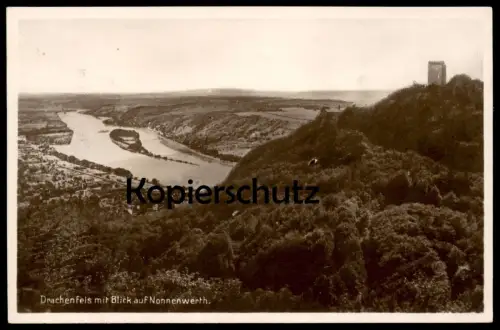 ALTE POSTKARTE DRACHENFELS MIT BLICK AUF NONNENWERTH Grafenwerth Rhein cpa postcard AK Ansichtskarte