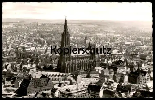 ÄLTERE POSTKARTE ULM AN DER DONAU ULMER MÜNSTER BAUSTELLE KRAN Crane Grue HAUSBAU building yard construction chantier