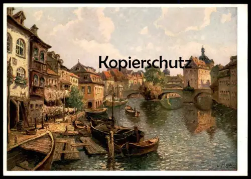 ÄLTERE KÜNSTLER POSTKARTE BAMBERG KLEIN-VENEDIG NACH EINEM GEMÄLDE VON LUDWIG MOESSLER cpa postcard AK Ansichtskarte