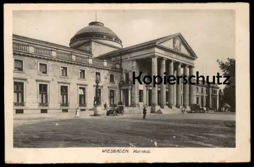ALTE POSTKARTE WIESBADEN KURHAUS Auto Car Kutsche Coche Aquis Mattiacis cpa postcard Ansichtskarte AK