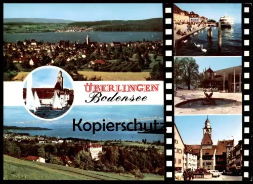ÄLTERE POSTKARTE KURSTADT ÜBERLINGEN BODENSEE Brunnen Fischreiher Schiff fontaine fountain Schwan cygne swan postcard