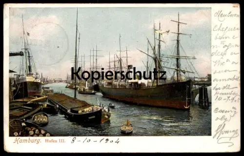 ALTE POSTKARTE HAMBURG HAFEN III Segelschiffe harbour havre port sailing cargo ship Schiff bateau à voiles cpa postcard