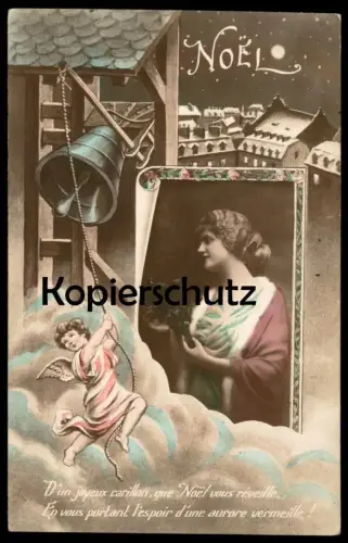 ALTE POSTKARTE JOYEUX CARILLON NOEL ENGEL GLOCKE ANGEL Ange clarine bell cloche AK Ansichtskarte cpa postcard