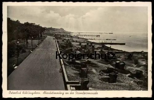 ALTE POSTKARTE OSTSEEBAD KÜHLUNGSBORN 1941 ABENDSTIMMUNG AN DER STRANDPROMENADE OSTSEE AK Ansichtskarte cpa