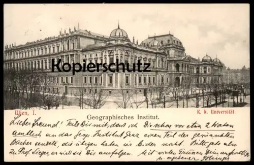ALTE POSTKARTE WIEN I GEOGRAPHISCHES INSTITUT K. k. UNIVERSITÄT university geograpy université géographie cpa postcard