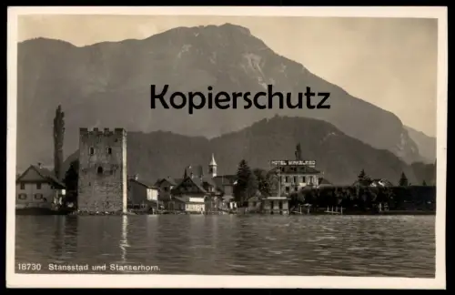 ALTE POSTKARTE STANSSTAD UND STANSERHORN HOTEL WINKELRIED 1928 Nidwalden Suisse Switzerland Schweiz cpa postcard AK