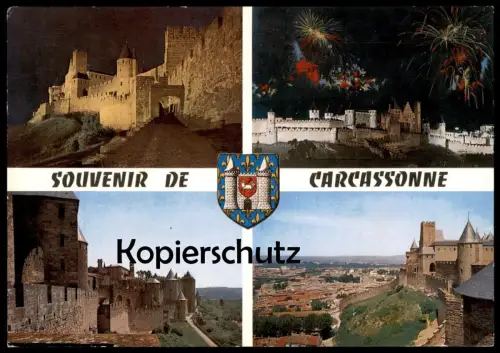 POSTKARTE CARCASSONNE FEU D'ARTIFICE SUR LA CITÉ TOUR PINTE COMTAL FEUERWERK FIREWORKS cpa postcard AK Ansichtskarte