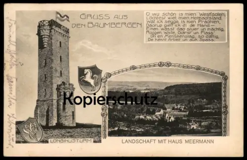 ALTE POSTKARTE GRUSS AUS DEN BAUMBERGEN LONGINUSTURM HAUS MEERMANN NOTTULN HAVIXBECK BILLERBECK Baumberge cpa postcard