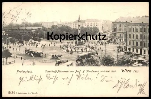 ALTE POSTKARTE WIEN II/2 1903 PRATERSTERN STRASSENBAHN Tram tramway Austria Österreich Autriche cpa postcard AK