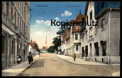 ALTE POSTKARTE HERRNHUT LÖBAUER STRASSE DAPLIN WERBUNG Deutsch-Amerikanische Petroleum Gesellschaft Esso cpa postcard