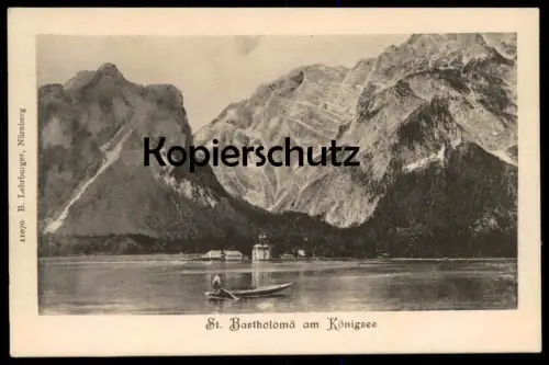 ALTE POSTKARTE ST. BARTHOLOMÄ KÖNIGSEE PANORAMA BOOT KÖNIGSSEE SCHÖNAU BAYERN cpa postcard Ansichtskarte AK
