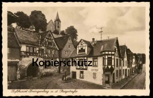 ALTE POSTKARTE ZWINGENBERG AN DER BERGSTRASSE Hinweis auf Hotel zum Löwen erkennbar Geschäft Jakob Mahr cpa postcard
