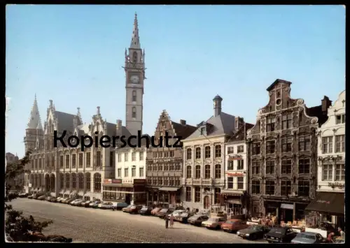 ÄLTERE POSTKARTE GENT KOORNMARKT Place aux blés old cars Automobiles voitures Auto Opel Ford Mercedes Jupiler beer Bier