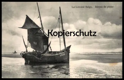 ALTE POSTKARTE BATEAU DE PECHE LE LITTORAL BELGE Belgique Belgie Belgien coast Fischerboot fishing boat cpa postcard AK