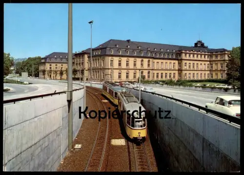ÄLTERE POSTKARTE STUTTGART STADTZENTRUM AM NEUEN SCHLOSS STRASSENBAHN LINIE 6 TRAM TRAMWAY postcard AK Ansichtskarte