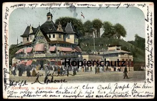 ALTE POSTKARTE HAMBURG ST. PAULI FÄHRHAUS WERBUNG WÜRZBURGER HOF BRÄU Hofbräu cpa postcard Ansichtskarte AK