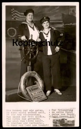 ALTE POSTKARTE NORDDEUTSCHER LLOYD BREMEN STEUERRAD 1929 Fotomontage Montage Photo Surrealisme Foto Schiff ship cpa