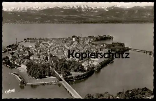 ÄLTERE POSTKARTE FERIENINSEL LINDAU IM BODENSEE FLIEGERAUFNAHME LUFTAUFNAHME PANORAMA cpa postcard AK Ansichtskarte