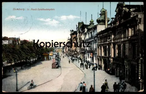 ALTE POSTKARTE HAMBURG ST. PAULI SPIELBUDENPLATZ 1912 Fahrrad cpa postcard Ansichtskarte AK