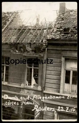 ALTE POSTKARTE ROULERS MAISON HAUS DURCH ENGLISCHE FLIEGERBOMBE ZERSTÖRT 1916 guere bomb bombe Roeselare Rousselare cpa