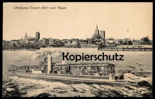 ALTE POSTKARTE STRALSUND TRAJECT FÄHRT NACH RÜGEN FÄHRE railway postcard Eisenbahn train Zug cpa AK Ansichtskarte