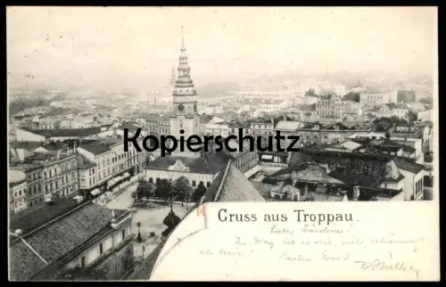 ALTE POSTKARTE GRUSS AUS TROPPAU 1898 PANORAMA TOTALANSICHT SCHLESIEN OPAVA Ceska Republika cpa postcard AK