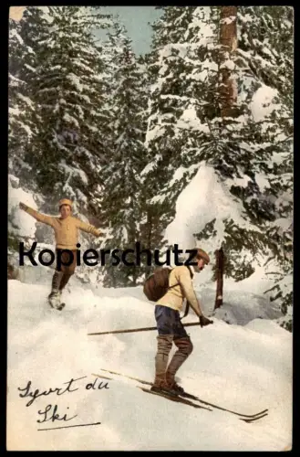 ALTE POSTKARTE FAIRE SPORT DU SKI ALPINE SKI FAHREN WINTERWALD ABFAHRT go skiing Tourenski cpa postcard AK Ansichtskarte