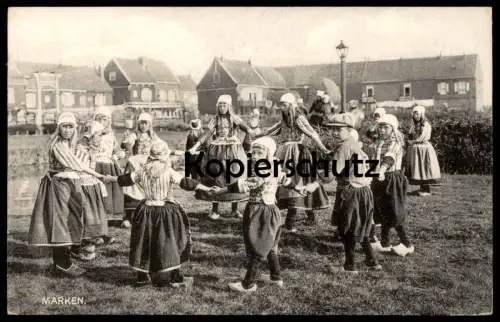 ALTE POSTKARTE MARKEN TANZ RINGELREIGEN RINGELREIHEN KINDER TRACHT traditional costume folclorique Nederland Zuiderzee