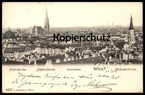 ALTE POSTKARTE WIEN PANORAMA 1902 KIRCHEN PETERSKIRCHE STEFANSKIRCHE MICHAELERKIRCHE Ansichtskarte AK cpa postcard