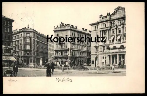 ALTE POSTKARTE WIEN I MORZINPLATZ 1906 WEINBERGER & FISCHER CAFÉ METROPOLE Regenschirm umbrella Vienna Vienne postcard
