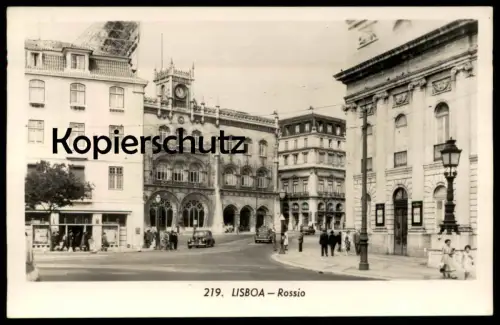 ÄLTERE POSTKARTE LISBOA ROSSIO Telefones Old cars Auto Autos Lissabon Lisbonne Lisbon Portugal cpa postcard AK
