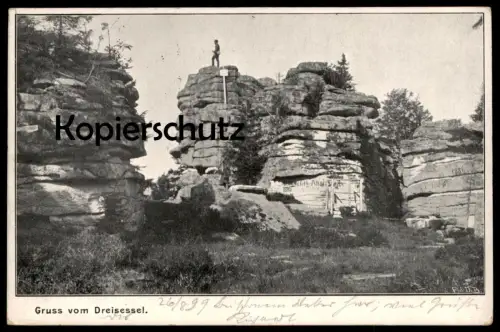 ALTE POSTKARTE GRUSS VOM DREISESSEL 1899 BEI HAIDMÜHLE NEUREICHENAU Berg Dreisesselberg Nove Udoli mountain postcard cpa
