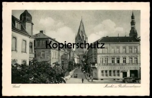 ALTE POSTKARTE SOEST MARKT UND RATHAUSSTRASSE MIT CONDITOREI CAFÉ FROMME 1944 Ansichtskarte AK postcard cpa