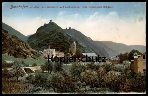 ALTE POSTKARTE BORNHOFEN RHEIN MIT STERNBERG & LIEBENSTEIN Kamp-Bornhofen Braubach Loreley postcard cpa AK Ansichtskarte