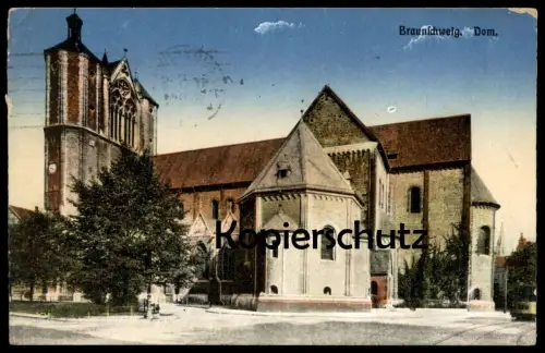 ALTE POSTKARTE BRAUNSCHWEIG DOM STRASSENBAHN Tram Tramway Straßenbahn Feldpost 1916 cpa postcard AK Ansichtskarte