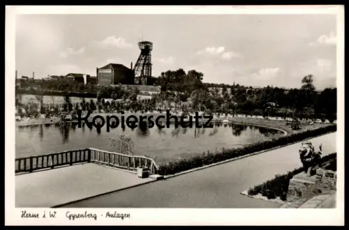 ALTE POSTKARTE HERNE GYSENBERG-ANLAGEN ZECHE coal mine de charbon exploitation Bergbau coal mining Löwe Monument Denkmal