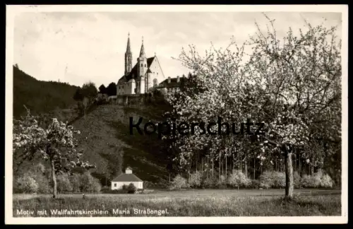 ALTE POSTKARTE JUDENDORF-STRASSENGEL WALLFAHRTSKIRCHE MARIA BEI GRAZ STEIERMARK AUSTRIA Autriche Kirschbaum Cherry tree