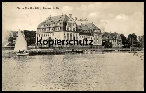 ALTE POSTKARTE LINDAU BREISGAU MARIA MARTHA-STIFT 1914 Bodensee Schiff sailing boat voilier postcard cpa Ansichtskarte