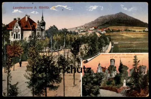 ALTE POSTKARTE LANDESKRONE BEI GÖRLITZ THEODOR-KÖRNER-DENKMAL Monument Zgorzelec Zhorjelc cpa postcard AK Ansichtskarte