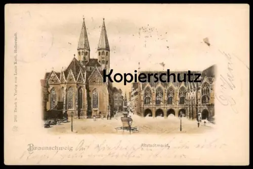 ALTE POSTKARTE BRAUNSCHWEIG ALTSTADTMARKT DOM KIRCHE 1900 cpa postcard AK Ansichtskarte